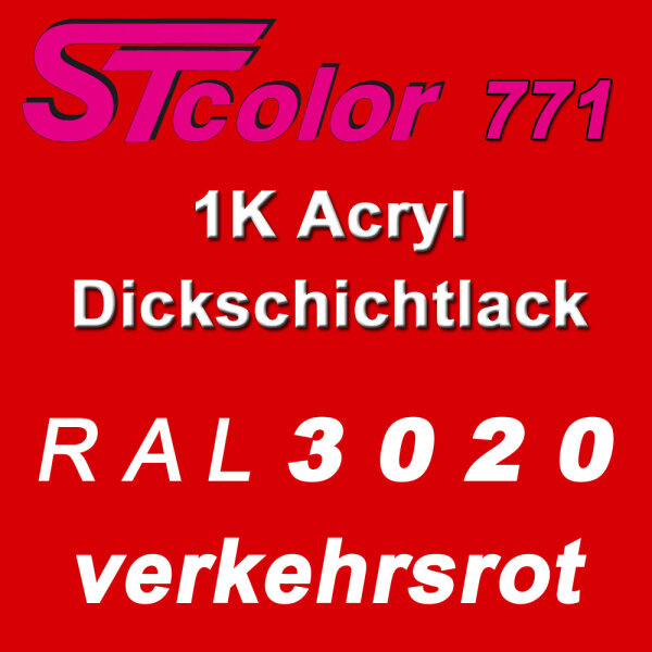 STcolor 771 1K Acryl Dickschichtlack RAL  3020 verkehrsrot - seidenmatt